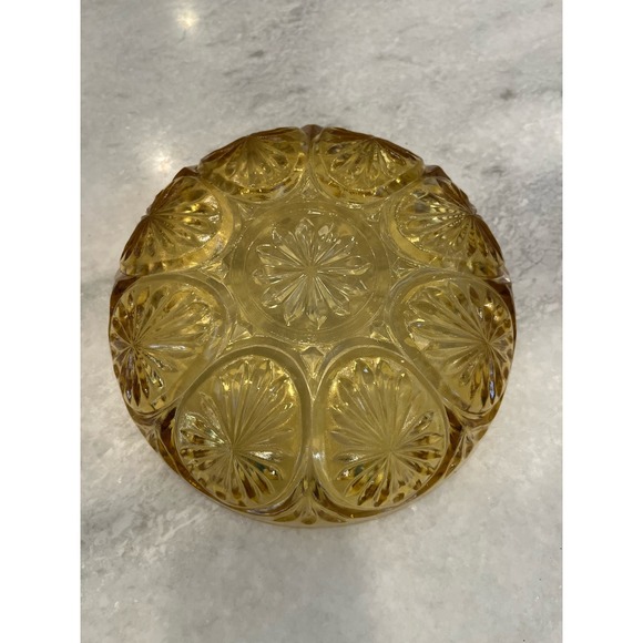 Vintage Amber Pressed Glass Star Pattern 8" Serving Bowl - Picture 2 of 3